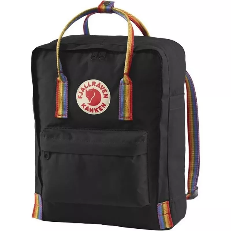Plecak Fjällräven Kånken Rainbow — Vinylon, 380×270×130 mm, Czarny/Wielokolorowy