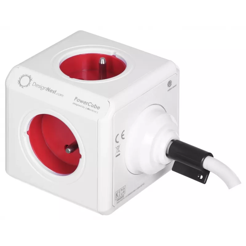 Allocacoc 2304/FREXPC przedłużacz zasilania 3 m 5 gniazd AC Wewnątrz Czerwony, Biały