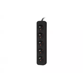 Przedłużacz Lanberg PS0-05E-0300-BK 3 m, 5 gniazd AC, czarny, do użytku wewnętrznego (PS0-05E-0300-BK)