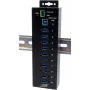 Koncentrator USB Exsys EX-1580SHMVS 10-portowy zarządzalny z kablem USB i zestawem montażowym na szynę DIN