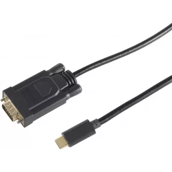 Adapter kabla wideo S/CONN 10-59045 3 m USB Type-C – VGA (D-Sub) Czarny