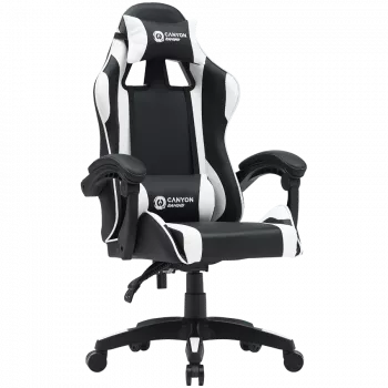 Fotel gamingowy CANYON Core SGCH2 — czarno-biały, ergonomiczny design, regulowana wysokość