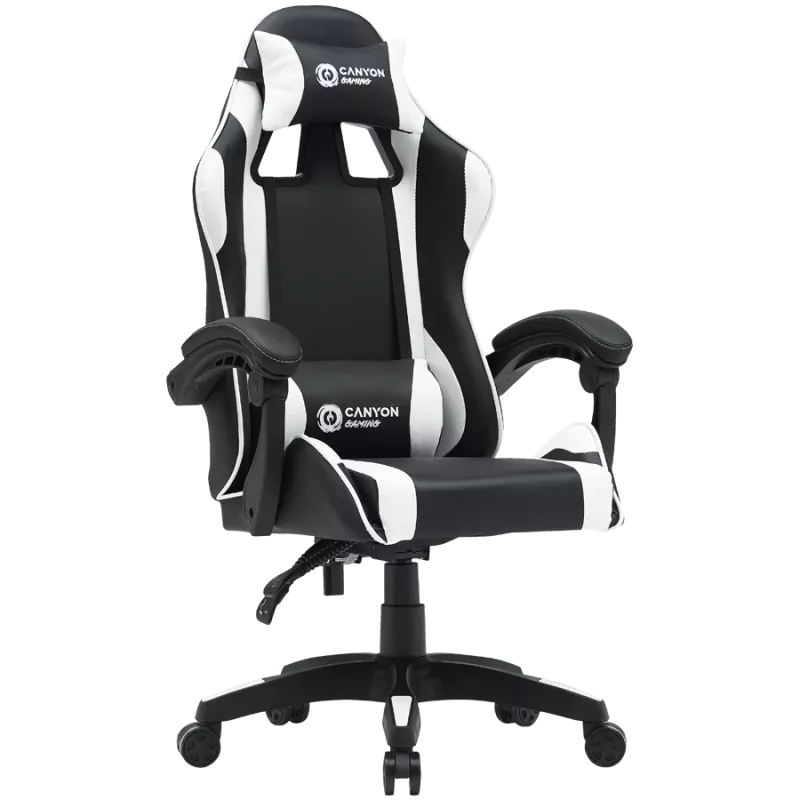 Fotel gamingowy CANYON Core SGCH2 — czarno-biały, ergonomiczny design, regulowana wysokość