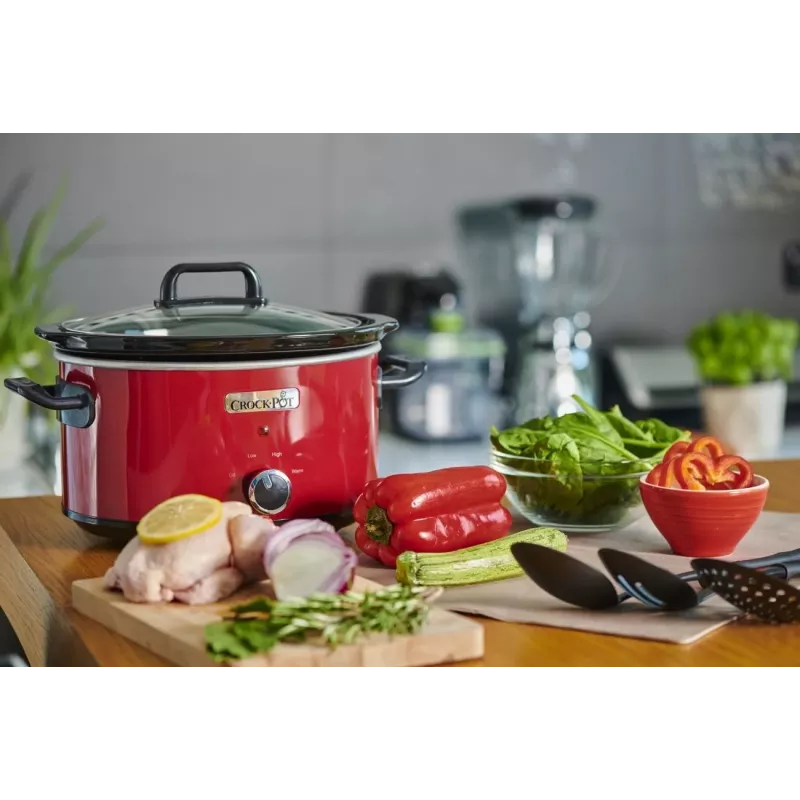 Slow Cooker Crock-Pot SCV400RD 3.5 L ceramiczna wyjmowana misa, szklana pokrywka, 2 poziomy temperatury