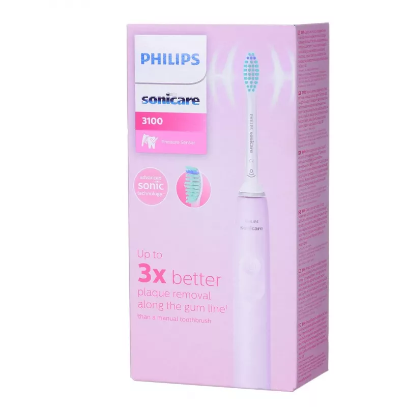 Soniczna szczoteczka elektryczna Philips seria 3100 HX3671/11 z czujnikiem nacisku, wbudowanym akumulatorem Li‑Ion, 1 końcówką, biało-różowa