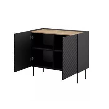 Komoda Cama Meble ONDA 2D 98x45x85 cm, czarna, rama z płyty wiórowej