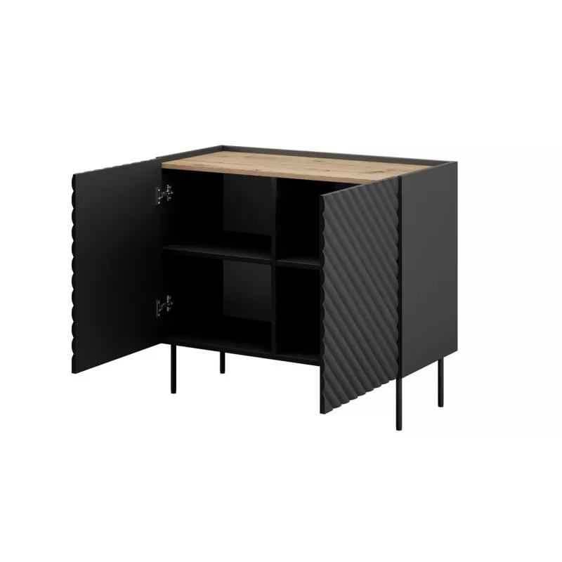 Komoda Cama Meble ONDA 2D 98x45x85 cm, czarna, rama z płyty wiórowej