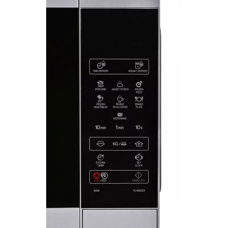 Kuchenka mikrofalowa Sharp YC-MS252AE-S, wolnostojąca, 900 W, 25 L, 11 poziomów mocy, sterowanie dotykowe, srebrna