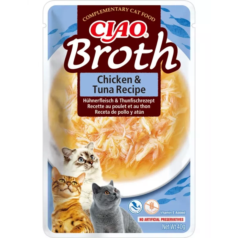 Mokry przysmak dla kota INABA Ciao Broth Chicken & Tuna 40 g