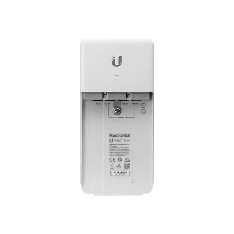 Switch UBIQUITI NanoSwitch Gigabit Ethernet PoE, 4x Gigabit RJ-45, 4x porty PoE, budżet 36W, 24V DC