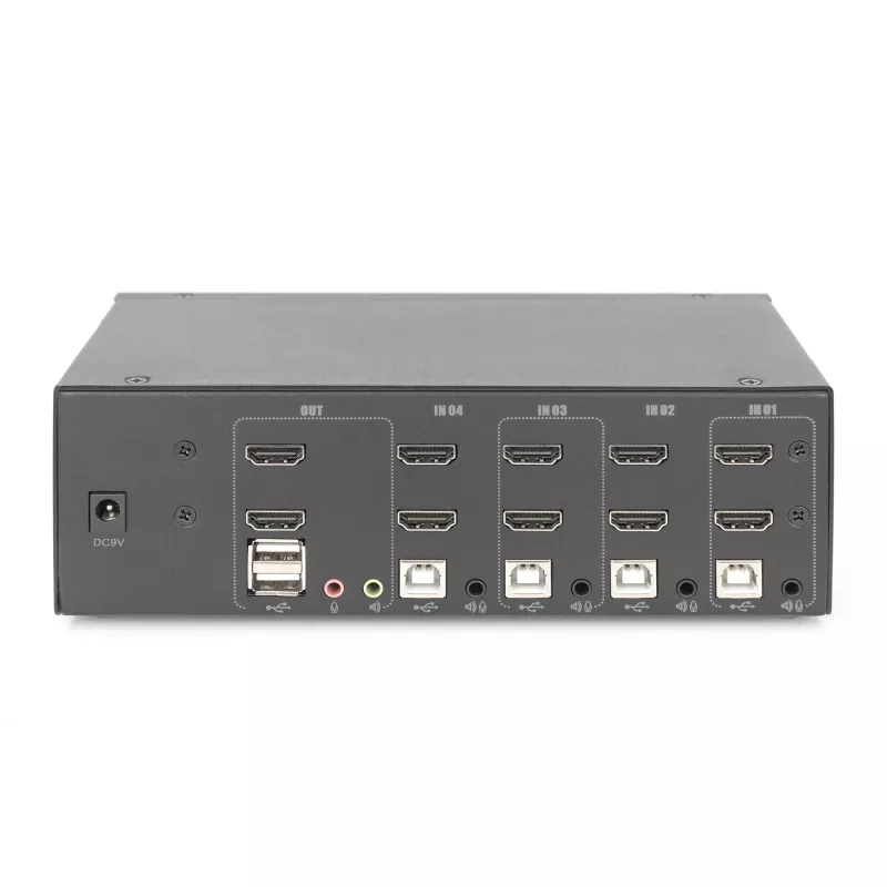 Przełącznik KVM Digitus DS-12883 4-portowy dwuekranowy 4K HDMI USB