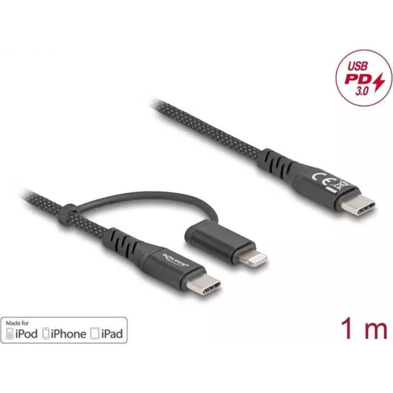 DeLOCK Kabel USB USB 2.0 1m USB C USB C/Lightning Czarny