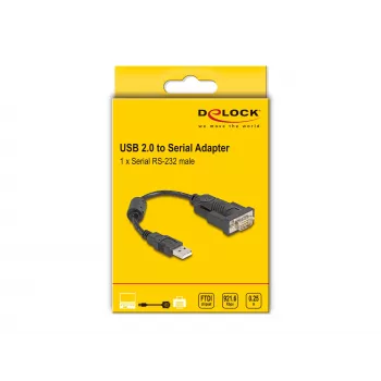 DeLOCK 61549 Kabel szeregowy Czarny 0,25 m USB Typ-A RS-232