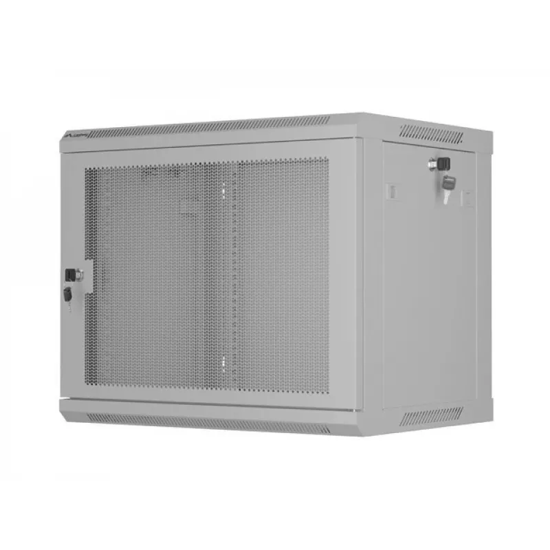 Szafa rack do montażu naściennego 19 inch 9U 600x450, szara, drzwi perforowane