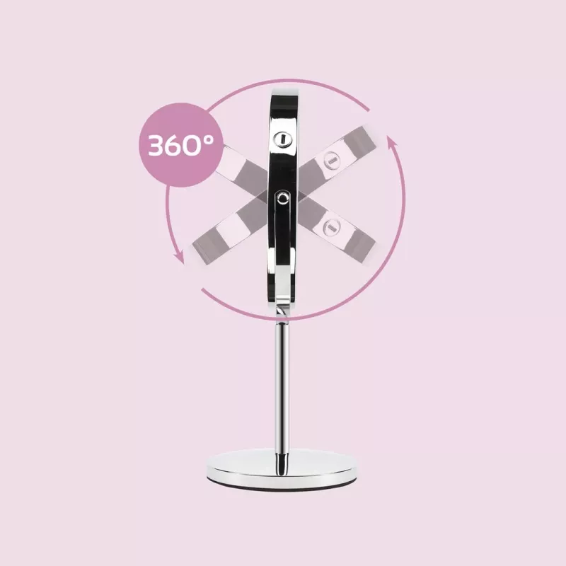 Lustro do makijażu wolnostojące Girmi BE02 — Okrągłe, stal nierdzewna, sterowanie dotykowe LED, powiększenie 1x/3x, ładowanie USB-C (1000 mAh)