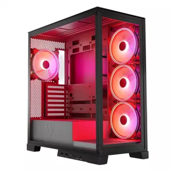 Obudowa PC MODECOM Volcano SPACE APEX ARGB Midi Tower, hartowane szkło, USB-C, obsługa ATX/microATX/Mini-ITX, GPU do 430 mm, chłodzenie CPU do 180 mm