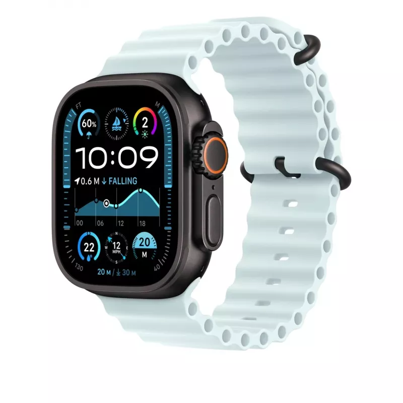 Apple 49mm Ice Niebieski Ocean Band - czarne wykończenie tytanowe