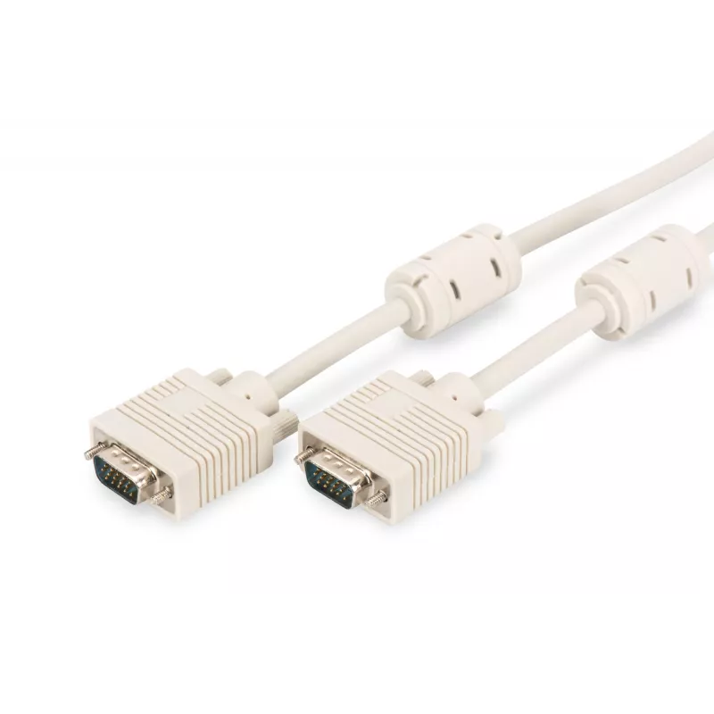 Kabel połączeniowy do monitora VGA DIGITUS AK-310103-100-E — HD15(M) do HD15(M), 10 m, 3 koncentryczne + 7-żyłowy, beżowy