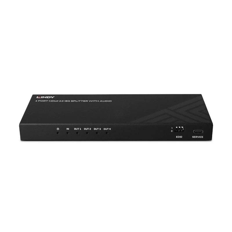 Lindy 4-portowy rozgałęźnik HDMI 8K60 z audio, HDMI, 4x HDMI, 3,5 mm, 7680 x 4320 pikseli, Czarny, Metal