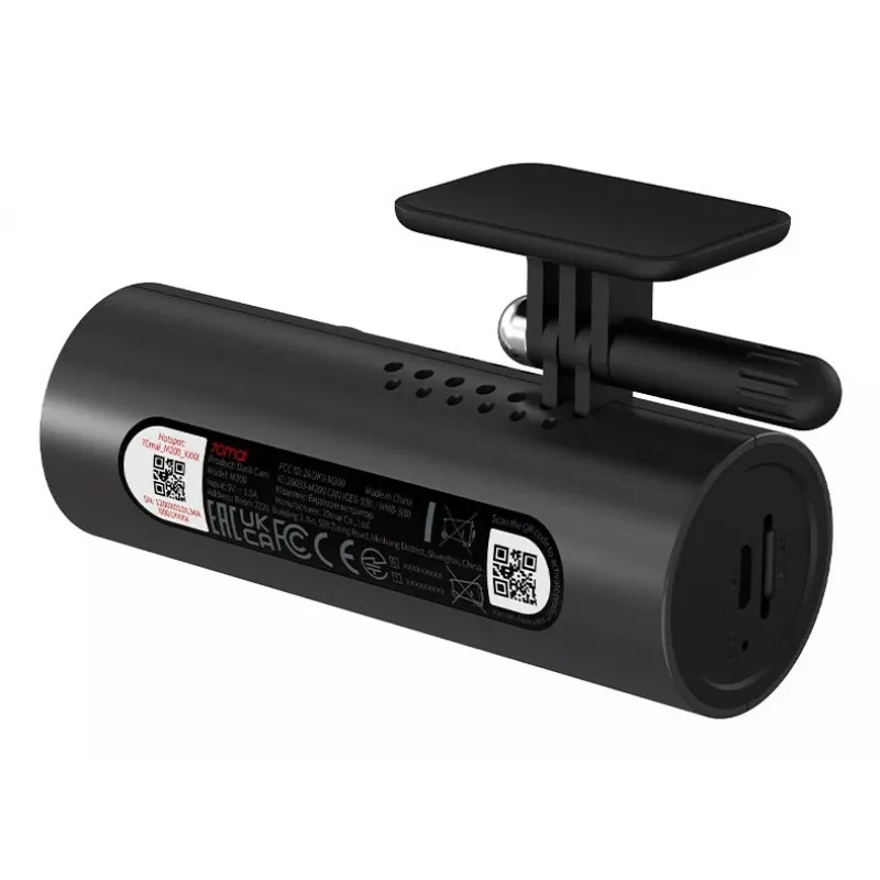 Kamera samochodowa Dashcam 70mai M200, 1080p Full HD 1920×1080, H.265, 60 kl./s, bateria 300 mAh, Wi‑Fi, microSD do 128 GB, przysłona f/1.8, czarna
