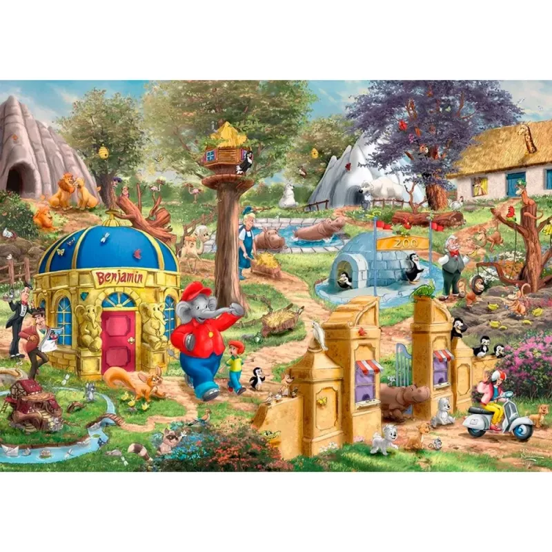 Thomas Kinkade Studios: Benjamin Blümchen, Dzień w zoo w Neustadt, puzzle 1000 elementów