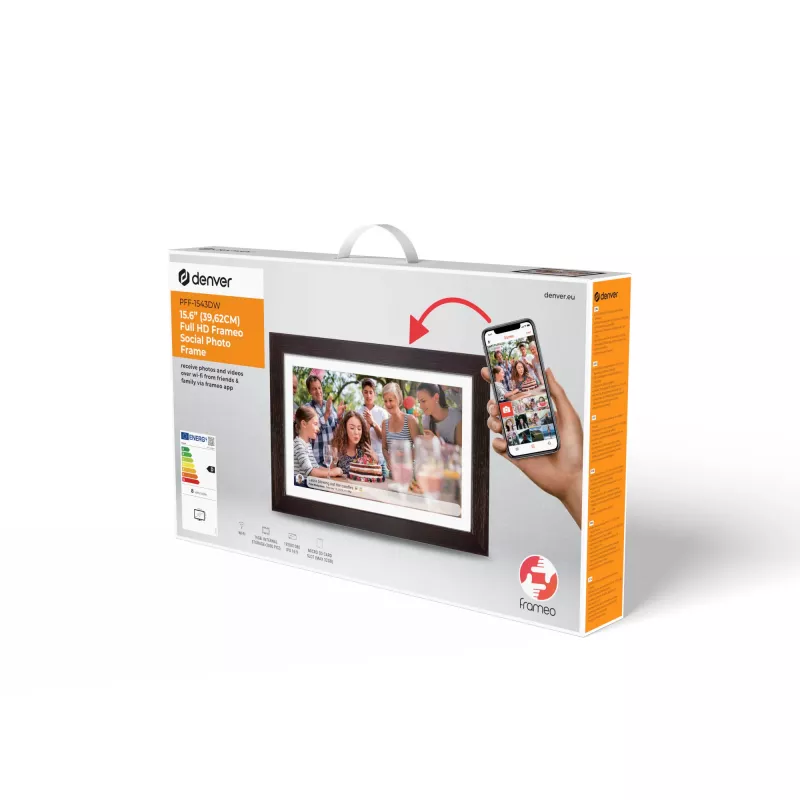 Cyfrowa ramka do zdjęć Denver PFF-1543DW Brązowa 39,6 cm (15,6 inch) Ekran dotykowy Wi-Fi