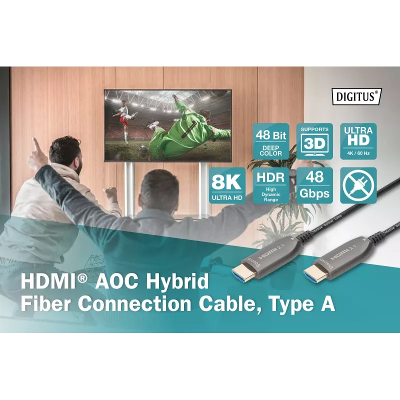 Hybrydowy kabel światłowodowy HDMI AOC Digitus AK-330126-300-S