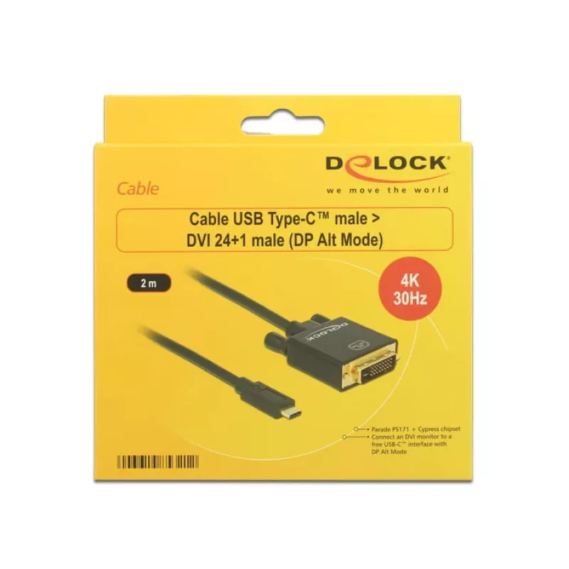 Adapter USB-C na DVI DeLOCK 85321 2m