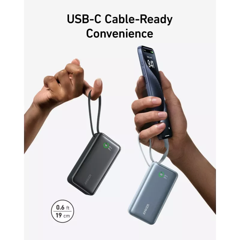 Powerbank 545 NANO 30W 10000mAh z wbudowanym kablem USB-C, czarny