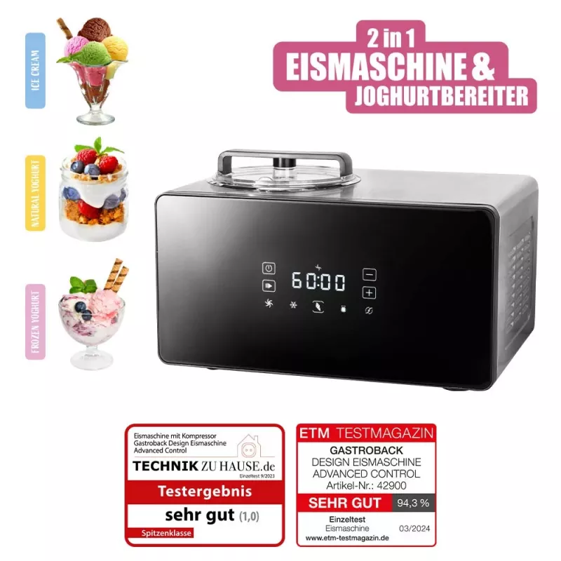 Tradycyjna maszyna do lodów Gastroback Design Advanced Control 1,5 L 150 W Czarna Satynowa stal