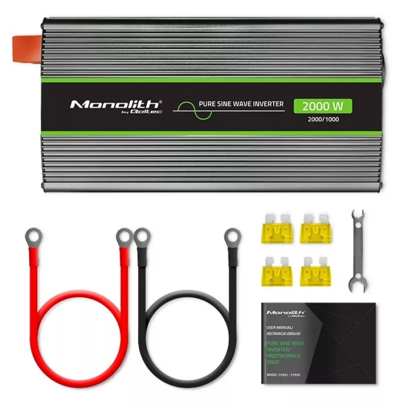 Przetwornica samochodowa Qoltec Monolith 2000 W Czarna 24 V