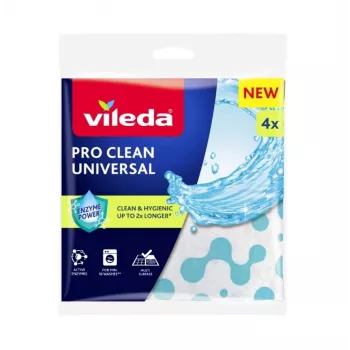 Szmatka do czyszczenia VILEDA Pro Clean 179370 — uniwersalna ściereczka z enzymami, do użytku na mokro, opakowanie 4 szt.