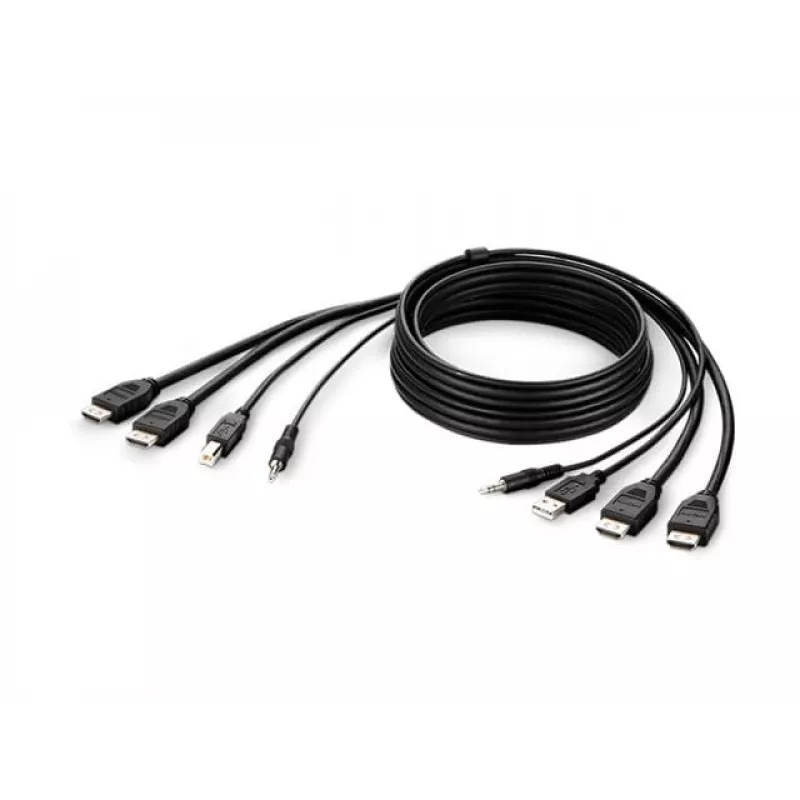 Belkin Secure KVM Combo kabel - Kabel wideo/USB/audio - zgodny z TAA - USB, Mini-Plug, HDMI (M)