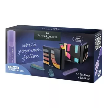 Zestaw markerów Faber-Castell 254603 — 16 szt., końcówka dłutowa, metaliczne/wielokolorowe/pastelowe