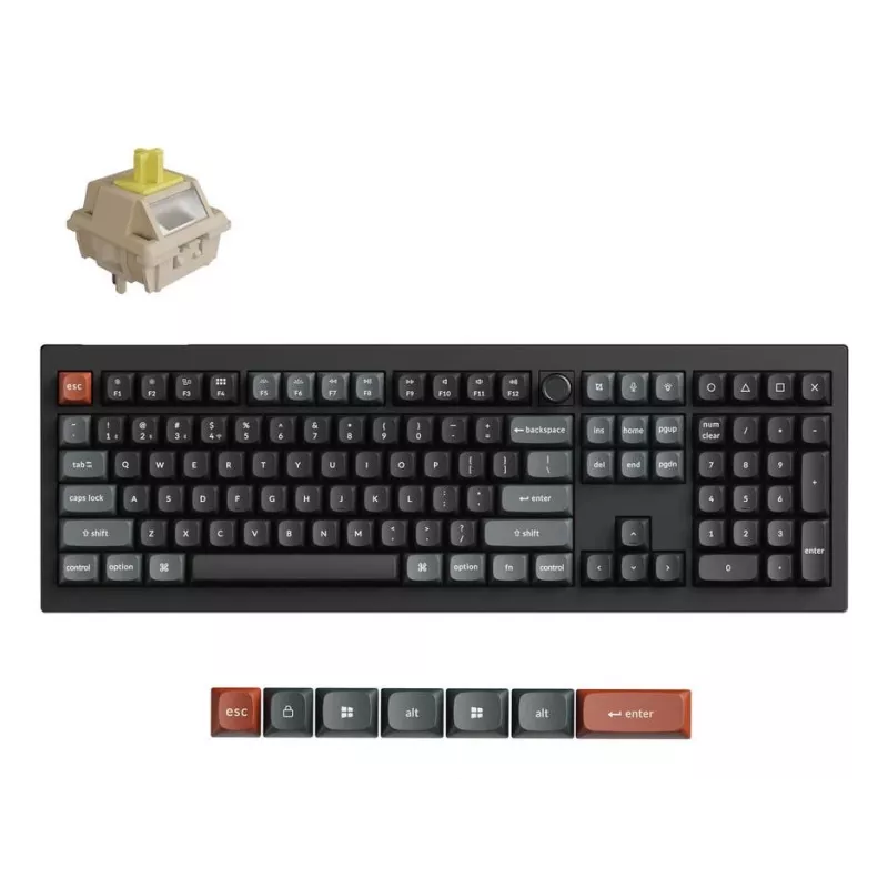 Klawiatura mechaniczna Keychron V6 Ultra 8K — Pełnowymiarowa 100% QWERTY, Bluetooth, RGB, Czarna