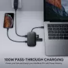 Stacja dokująca do laptopa AUKEY CB-C71 — 3x USB‑C (USB 3.2 Gen1), HDMI, RJ‑45, MicroSD, USB PD 100 W, kabel 0,15 m, czarna