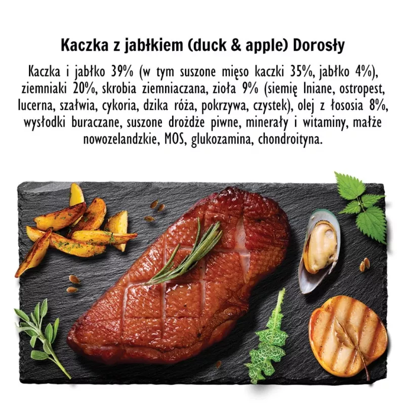 PAKA ZWIERZAKA Kaczka z jabłkiem M - sucha karma dla psa - 9kg