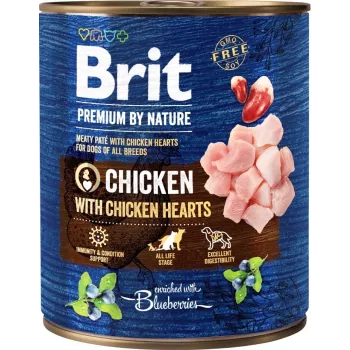 Brit Premium by Nature mokra karma dla psów z kurczakiem i serduszkami, 800 g