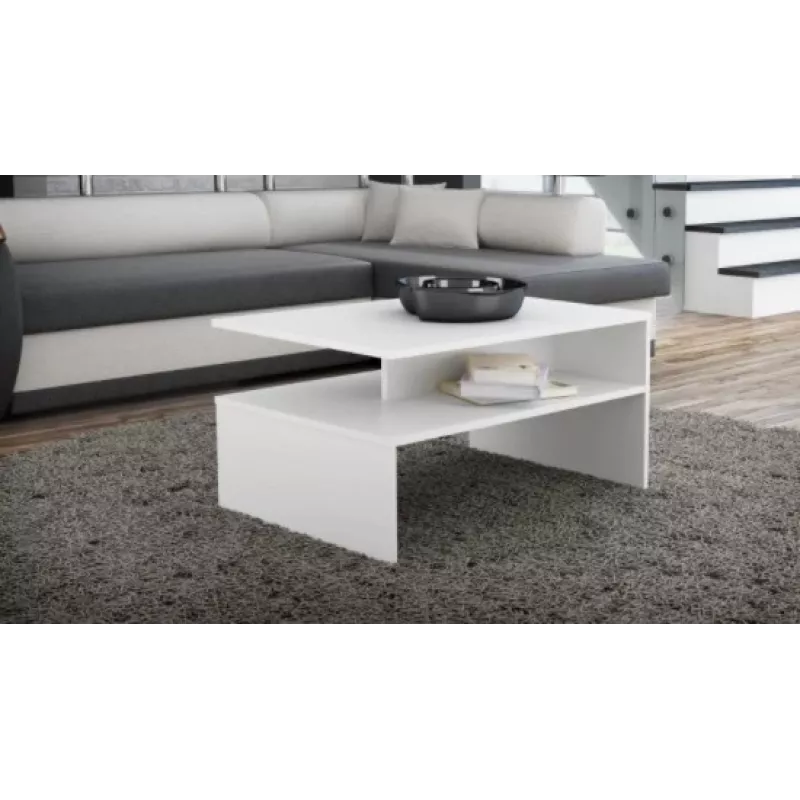 Topeshop ŁAWA BOSTON BIEL stolik kawowy / boczny / końcowy