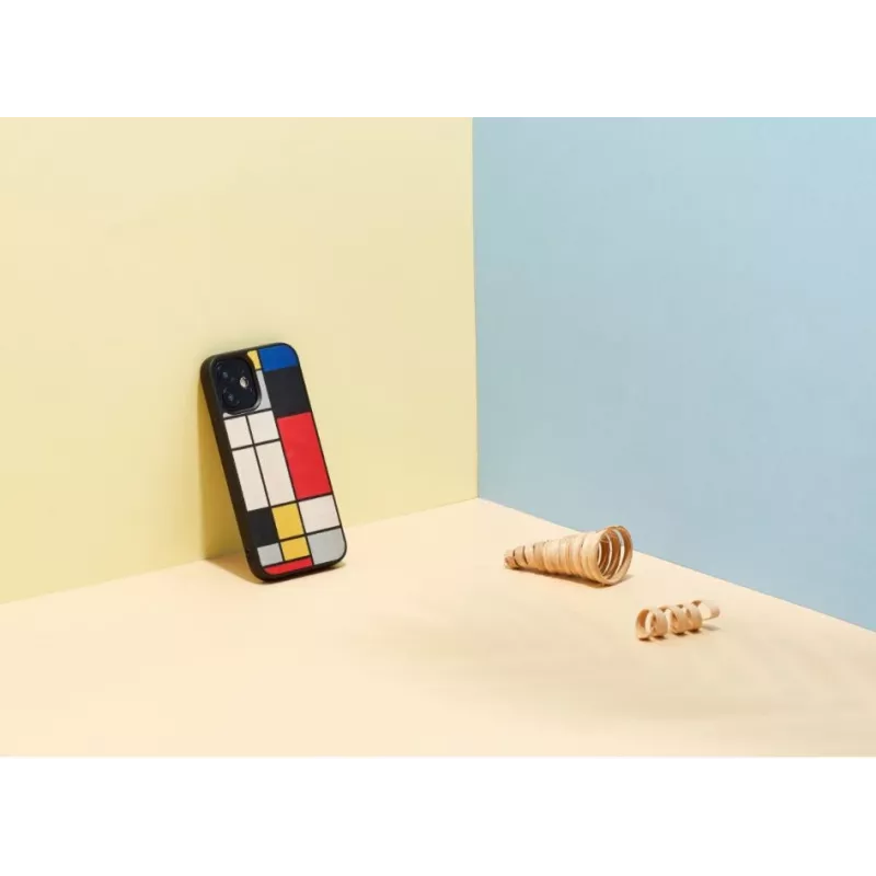 Etui na telefon Man and Wood do iPhone 12 mini — drewniany tył, czarna ramka