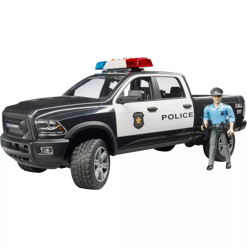 Zabawkowy radiowóz terenowy BRUDER RAM 2500 Police 02505 – model w skali, pojazd do zabawy