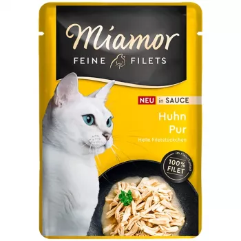 Mokra karma dla kota Miamor Feine Filets Kurczak w sosie 100 g — monoproteinowa, 14% białka, 83% wilgotności