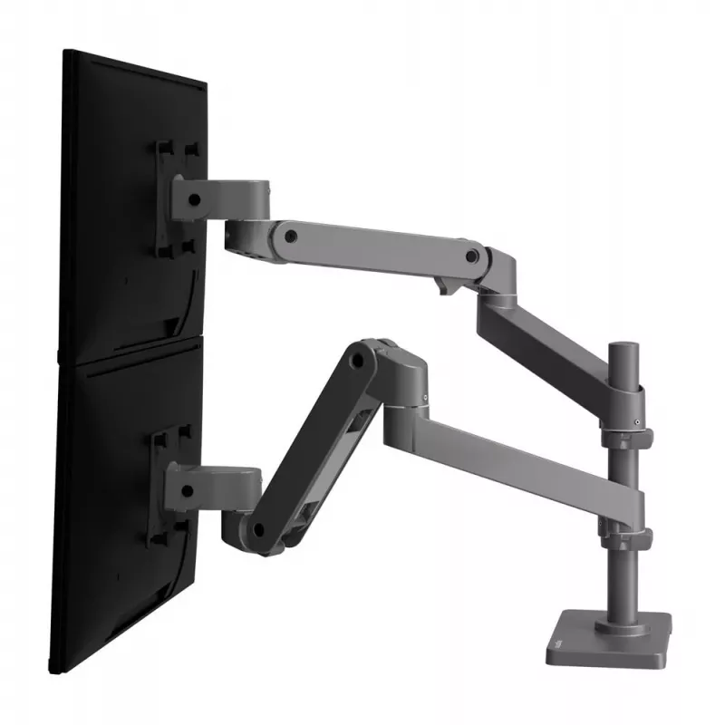 Ergotron LX Pro - Zestaw montażowy (podwójne ramię) - do 2 monitorów LCD - montaż na płycie perforowanej - aluminium - ciemnoszary - rozmiar ekranu: do 61 cm (do 24 cali)