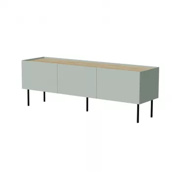 Cama FELLINI szafka TV 150x40x52 oliwkowy + blat z olejowanego dębu