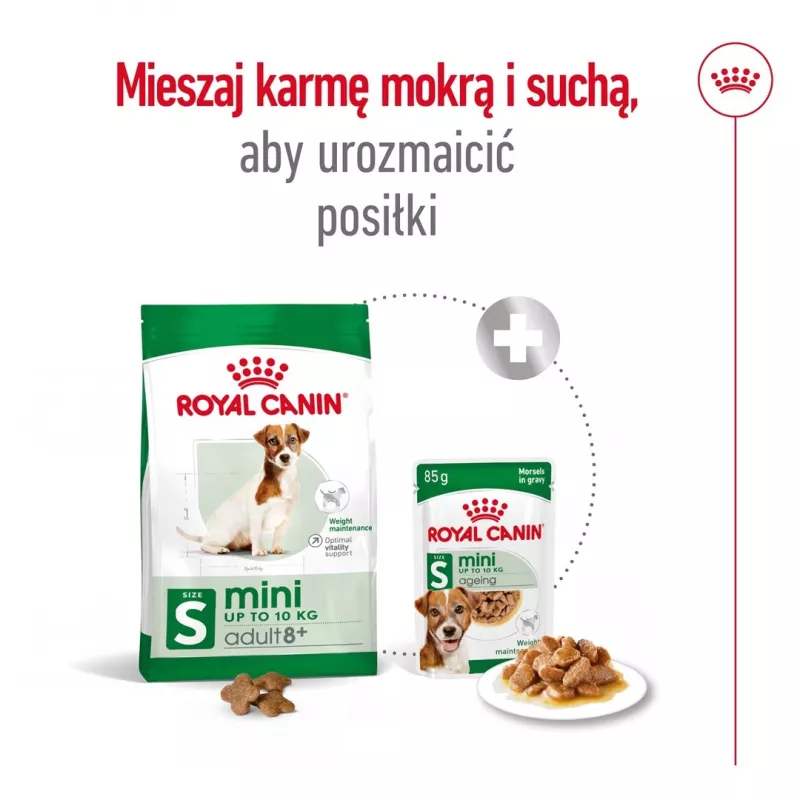 Sucha karma dla psów Royal Canin Mini Adult 8+ 2 kg — rasy małe 5–10 kg, drób, formuła kontroli wagi