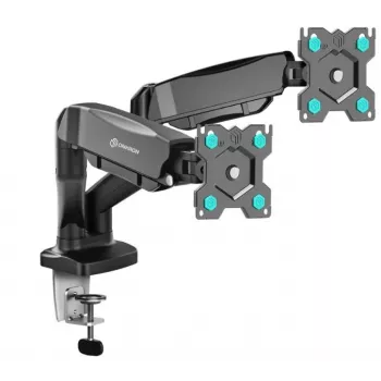 Uchwyt biurkowy do monitora ONKRON G160-B na 2 wyświetlacze, zacisk/przelotowy, do 32 cali (81,3 cm), 16 kg, VESA 75x75–100x100, czarny
