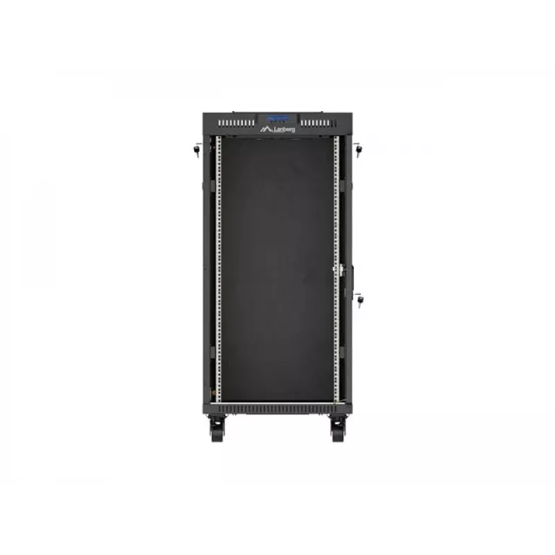 Szafa rackowa stojąca LANBERG 19 cali 24U 600x800 mm czarna z drzwiami szklanymi i wycięciem na LCD (płaski Pack) v2