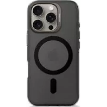 Plecak na telefon Decoded do iPhone 16 Pro, przezroczysty czarny, wykonany z plastiku z recyklingu, szkło hartowane na ekran