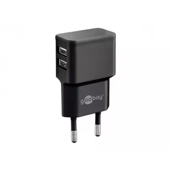 Wentronic goobay Ładowarka Dual USB - Zasilacz - 12 Wat - 2,4 A - 2 Porty wyjściowe (USB) - Czarny (44951)