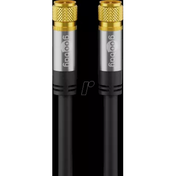 Goobay Kabel antenowy SAT (typ 135 dB), 4x ekranowany, 5 m, czarny - pozłacany, wtyk F > wtyk F (70672)